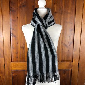 NEW - Sears Simply Styled Striped Black & Grey Knit Scarf Cozy Minimalist